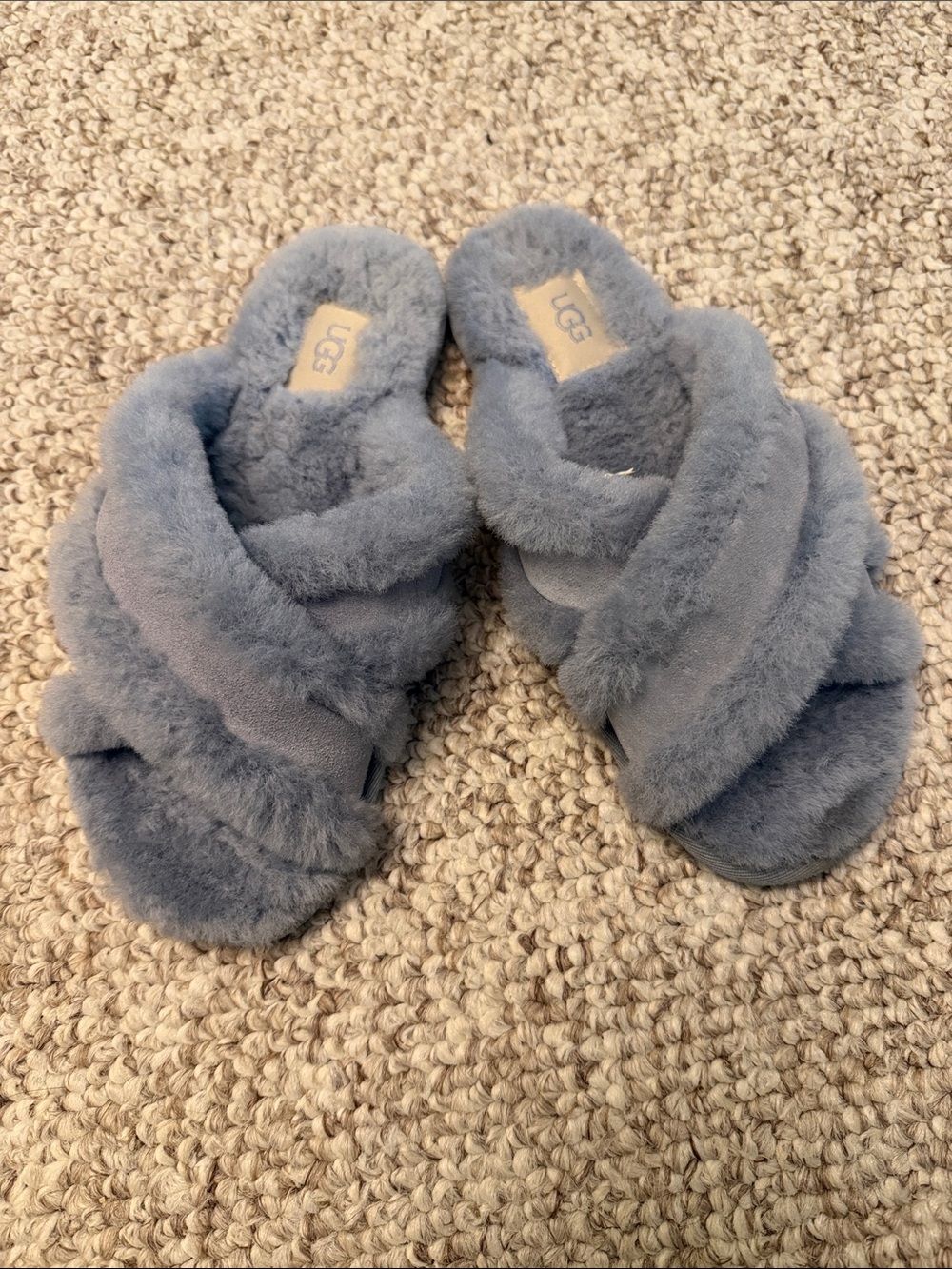 UGG Women's Shearling Crisscross Slide - Dusty Blue - Picture 1 of 6